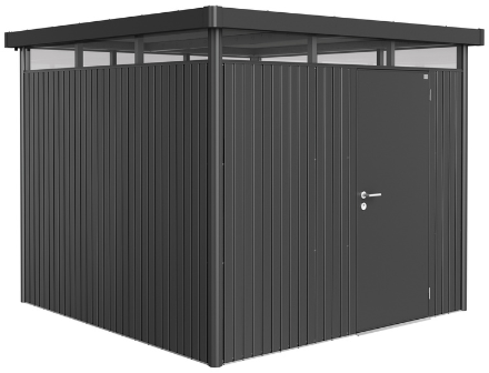 Biohort metalen berging Highline H4 - 275 x 275 cm - enkele deur - donkergrijs metallic