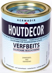 Hermadix houtdecor verfbeits, dekkend, nr. 602 zandgeel, blik 0,75 liter