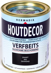Hermadix houtdecor verfbeits, dekkend, nr. 620 zwart, blik 0,75 liter