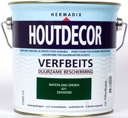Hermadix houtdecor verfbeits, dekkend, nr. 621 waterland groen, blik 2,5 liter, op=op