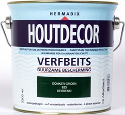 Hermadix houtdecor verfbeits, dekkend, nr. 623 donkergroen, blik 2,5 liter
