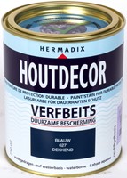 Hermadix houtdecor verfbeits, dekkend, nr. 627 blauw, blik 0,75 liter