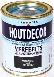 Hermadix houtdecor verfbeits, dekkend, nr. 630 antraciet, blik 0,75 liter