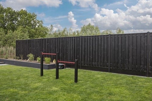 Tuinscherm 21-planks, zwart gespoten grenen-3