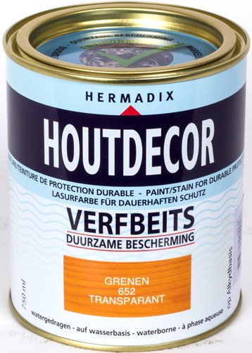 Hermadix houtdecor verfbeits, transparant, nr. 652 grenen, blik 0,75 liter