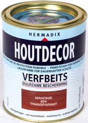 Hermadix houtdecor verfbeits, transparant, nr. 654 mahonie, blik 0,75 liter