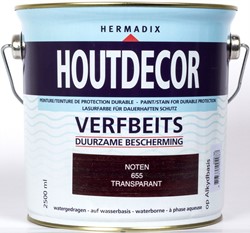Hermadix houtdecor verfbeits, transparant, nr. 655 noten, blik 2,5 liter
