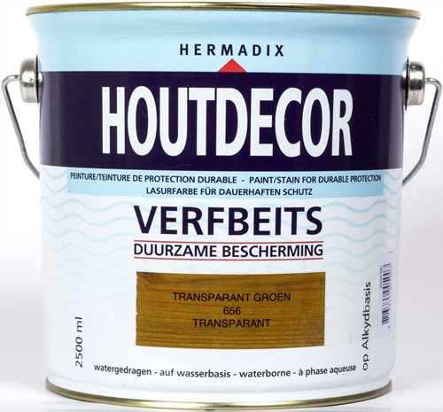 Hermadix houtdecor verfbeits, transparant, nr. 656 groen, blik 2,5 liter