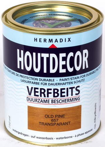 Hermadix houtdecor verfbeits, transparant, nr. 657 old pine, blik 0,75 liter