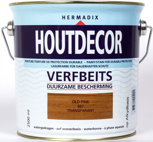 Hermadix houtdecor verfbeits, transparant, nr. 657 old pine, blik 2,5 liter