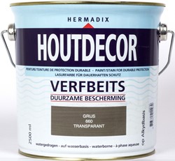 Hermadix houtdecor verfbeits, transparant, nr. 660 grijs, blik 2,5 liter