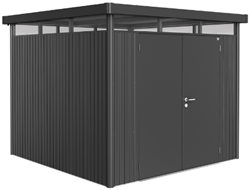 Biohort metalen berging Highline H4 - 275 x 275 cm - dubbele deur - donkergrijs metallic