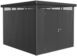 Biohort metalen berging Highline H5 - 275 x 315 cm - dubbele deur - donkergrijs metallic