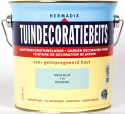 Hermadix tuindecoratiebeits, dekkend, nr. 714 aqua blue, blik 2,5 liter