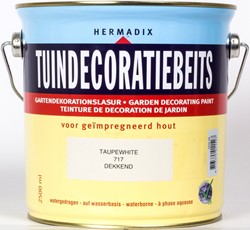 Hermadix tuindecoratiebeits, dekkend, nr. 717 taupe white, blik 2,5 liter