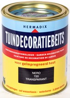 Hermadix tuindecoratiebeits, transparant, nr. 720 nero, blik 0,75 liter