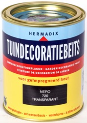 Hermadix tuindecoratiebeits, transparant, nr. 720 nero, blik 0,75 liter