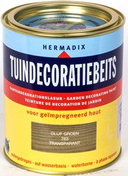 Hermadix tuindecoratiebeits, transparant, nr. 763 olijf groen, blik 0,75 liter