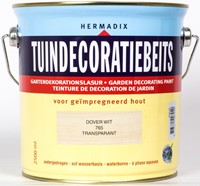 Hermadix tuindecoratiebeits, transparant, nr. 765 dover wit, blik 2,5 liter