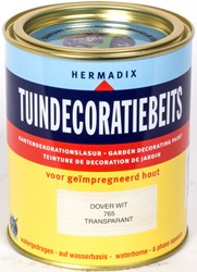 Hermadix tuindecoratiebeits, transparant, nr. 765 dover wit, blik 0,75 liter