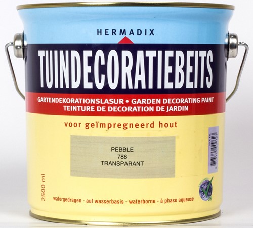Hermadix tuindecoratiebeits, transparant, nr. 788 pebble, blik 2,5 liter
