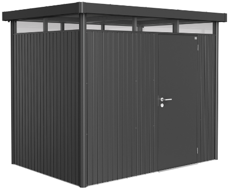 Biohort metalen berging Highline H2 - 275 x 195 cm - enkele deur - donkergrijs metallic