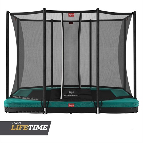 BERG inground trampoline Ultim Favorit 280 x 190 cm - veiligheidsnet Comfort - groen