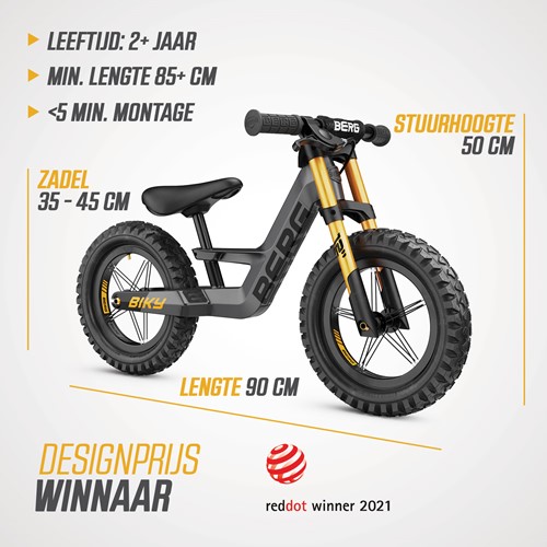 BERG Biky Cross loopfiets met handrem, grijs-3