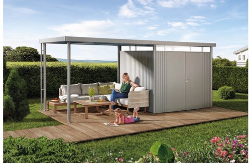 Biohort metalen berging Highline H1 - 275 x 155 cm - dubbele deur - zilver metallic-3