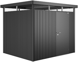 Biohort metalen berging Highline H3 - 275 x 235 cm - enkele deur - donkergrijs metallic