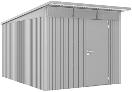 Biohort metalen berging AvantGarde A8 - 260x380 cm  - enkele deur - zilver metallic