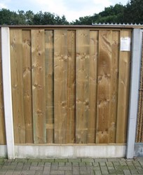 hout-betonschutting sleufpaal systeem | 200 cm hoog | per 1,9 m (plm.) - zwart gespoten dichtscherm - sleufpaal antraciet 10x10