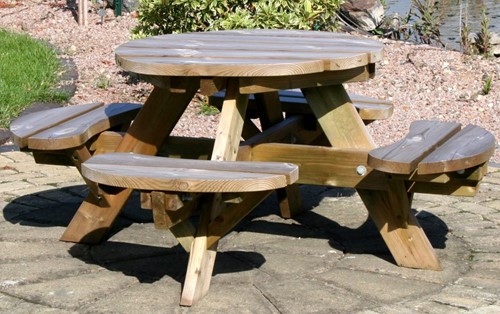 Kinderpicknicktafel Jimmy -rond - afm. Ø 63 cm - geimpregneerd grenen-3