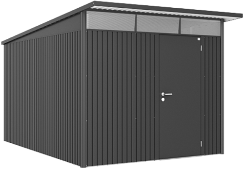 Biohort metalen berging AvantGarde A8 - 260x380 cm  - enkele deur - donkergrijs metallic