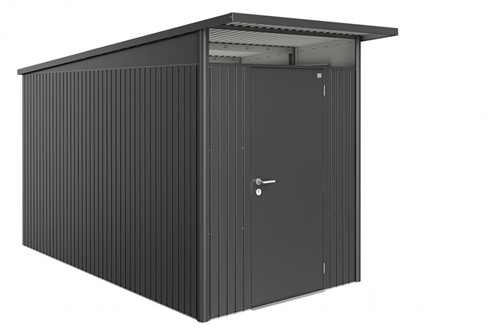 Biohort metalen berging AvantGarde A4 - 180x380 cm  - enkele deur - donkergrijs metallic