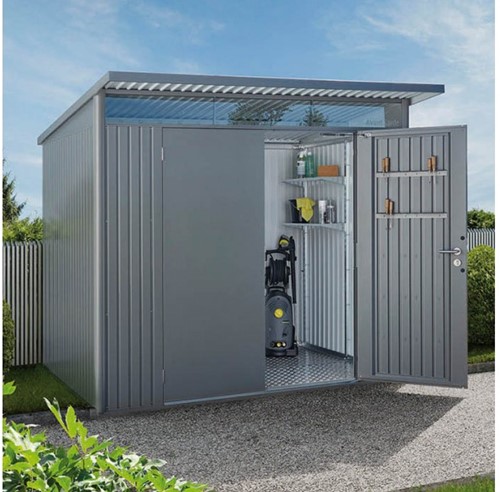 Biohort metalen berging AvantGarde A7 - 260x300 cm  - enkele deur - kwartgrijs metallic-2