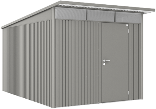 Biohort metalen berging AvantGarde A8 - 260x380 cm  - enkele deur - kwartgrijs metallic