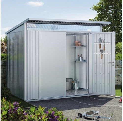 Biohort metalen berging AvantGarde A7 - 260x300 cm  - dubbele deur - zilver metallic-2