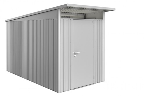 Biohort metalen berging AvantGarde A4 - 180x380 cm  - enkele deur - zilver metallic
