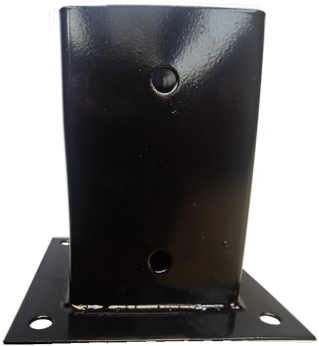 Paalhouder met plaat - 12x 12 cm - zwart gepoedercoat