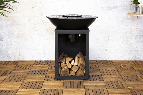 Barbecue/vuurschaal Evi, 2 in 1,  diam. 80 x hoogte 92 cm, zwart metaal-2