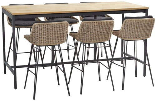 4SO Taverne bartafel met 6 bohemian barstoelen, showmodel