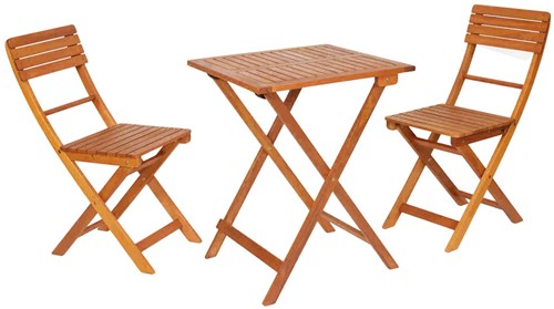 Bistro set Bela, 2 stoelen en 1 tafel, hardhout
