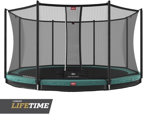 BERG inground trampoline Favorit, diam. 430 cm. - veiligheidsnet Comfort - groen