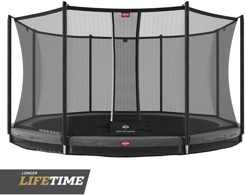 BERG inground trampoline Favorit, diam. 380 cm. - veiligheidsnet Comfort - grijs