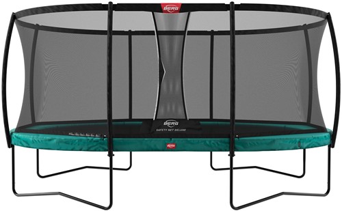 BERG regular trampoline Grand Champion, afm. 350 x 250 cm - Safety Net DeLuxe - groen