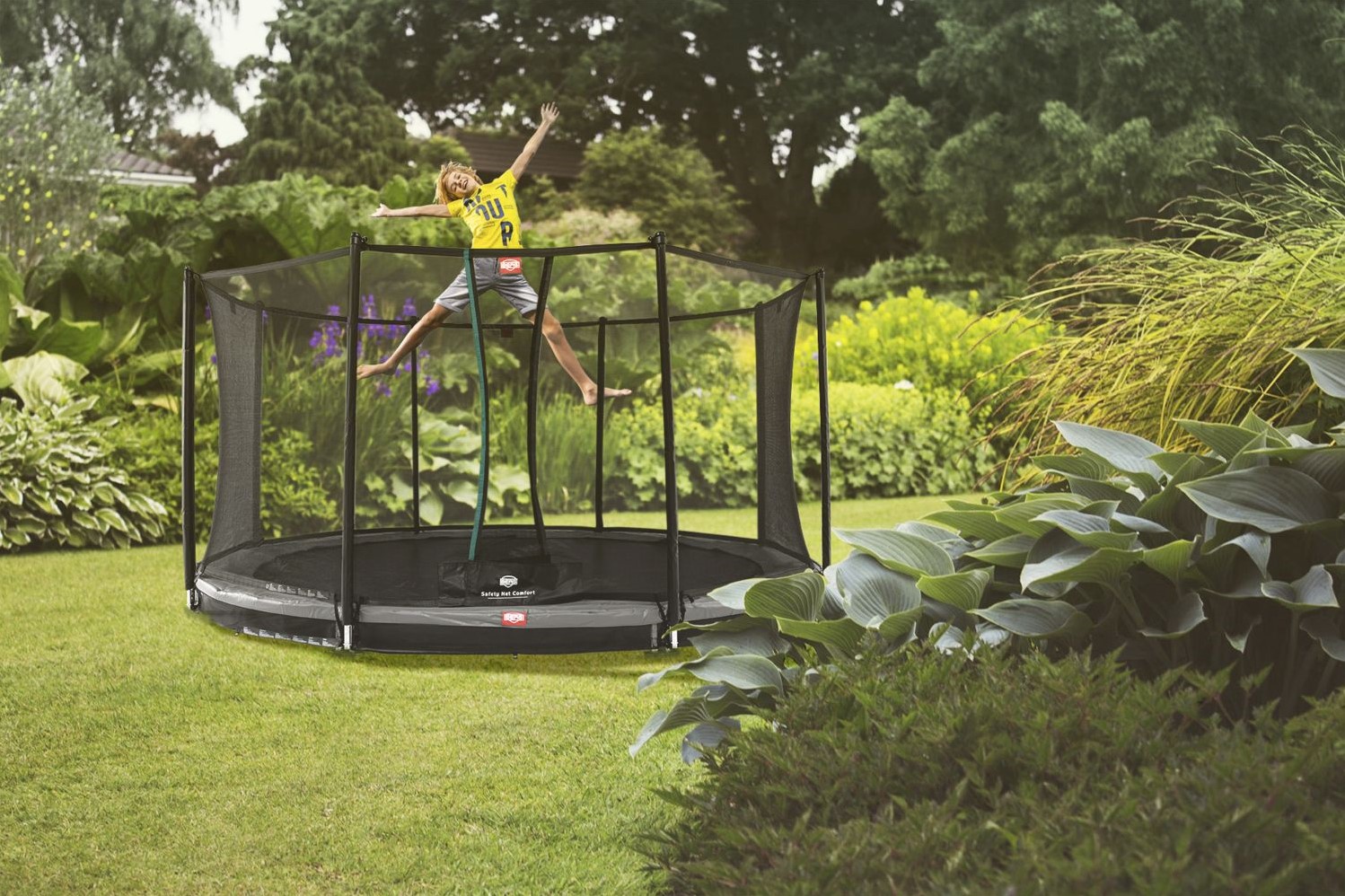 binding Banyan Beoefend BERG inground trampoline Favorit, diam. 330 cm - veiigheidsnet Comfort -  grijs bij Buitengoed