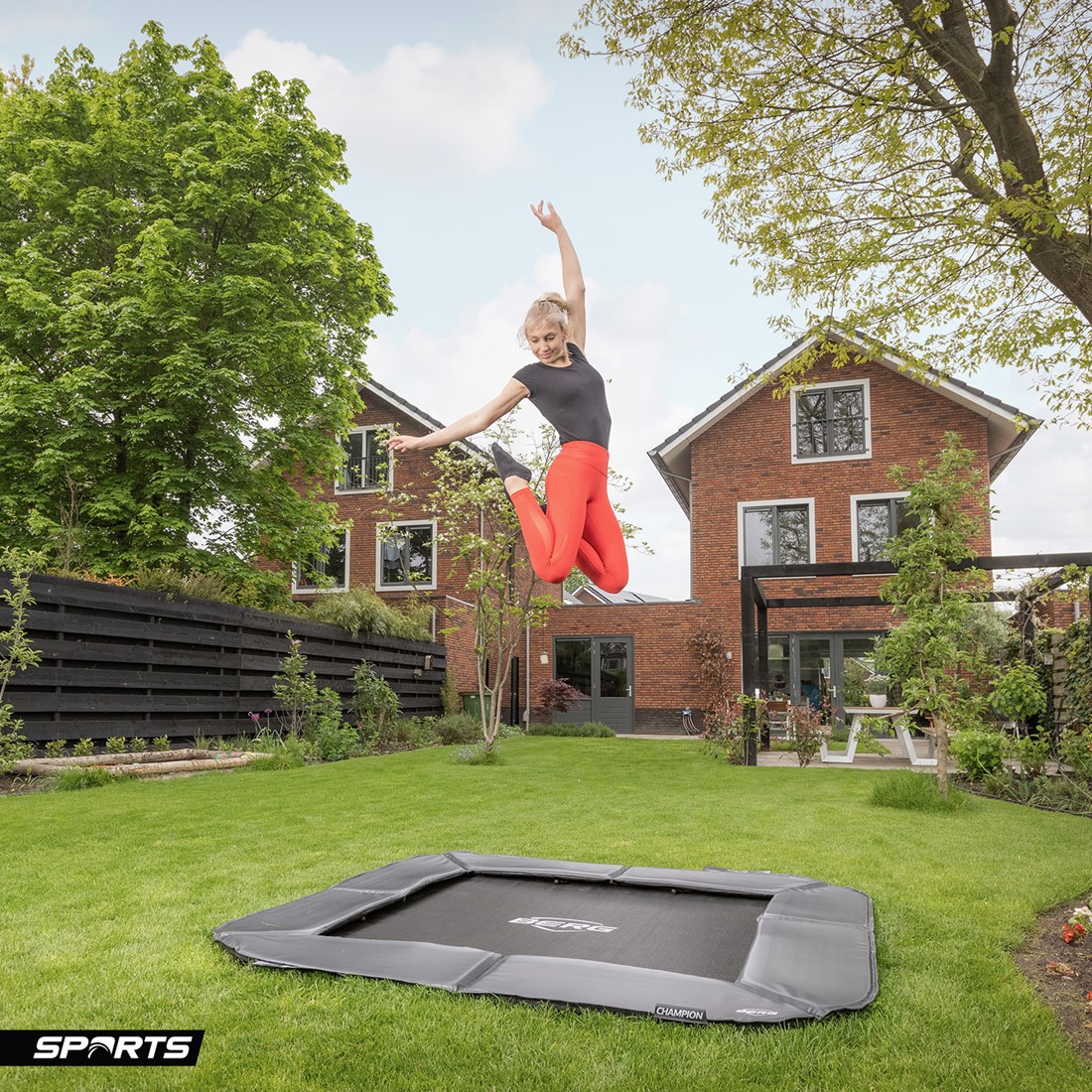 Volwassen klimaat wenselijk BERG Sports flatground trampoline Ultim Champion, 200 x 200 cm, grijs,  zonder veiligheidsnet bij Buitengoed