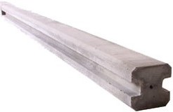 beton T-paal 12 x 12 x 275 cm, 206 cm sleuf, glad, wit