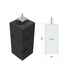 Betonpoer XL 22 x 22 x 58 cm + stelplaat, antraciet